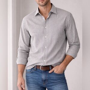 GAP Button Down Shirt Small | Gray Gingham Cotton Casual Top